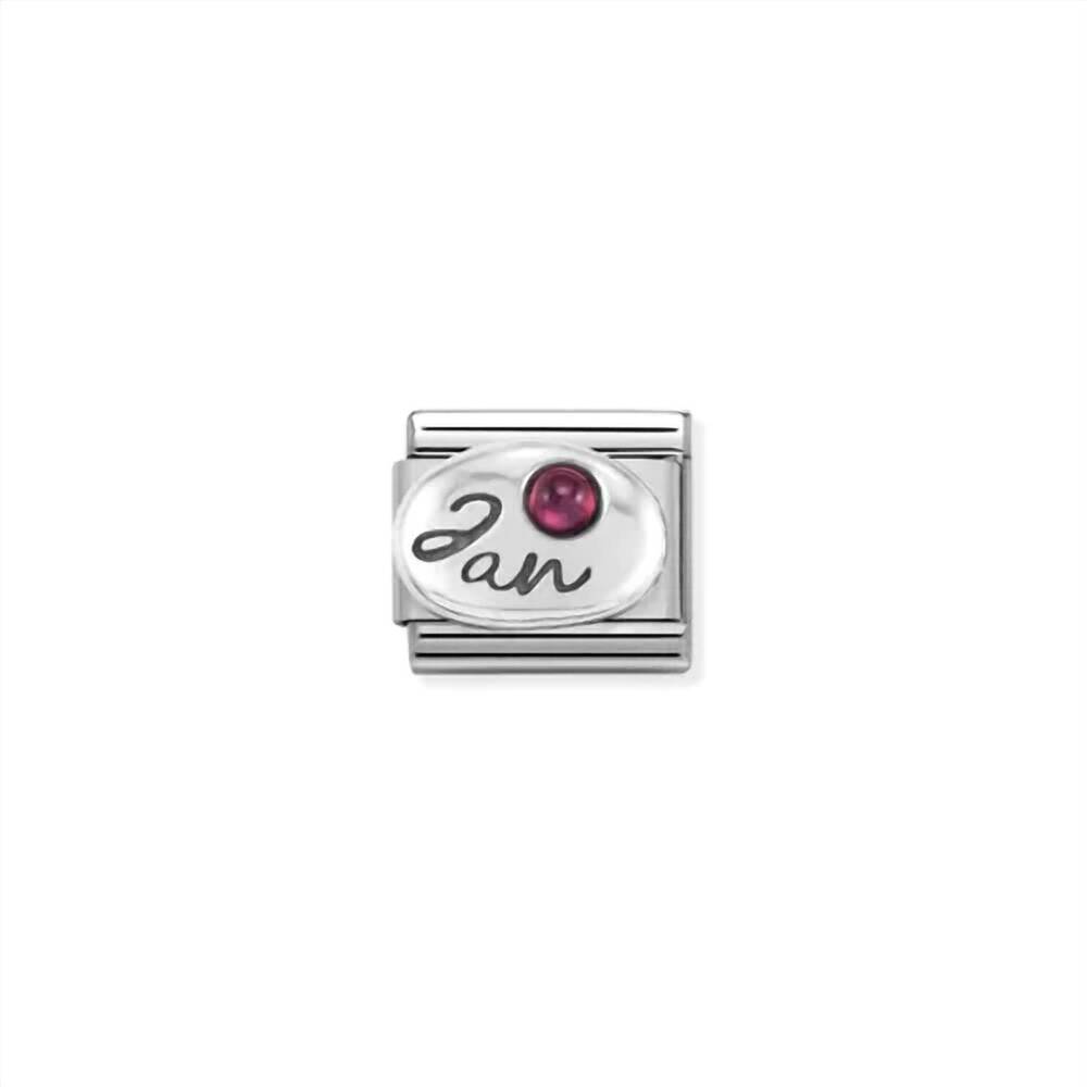 NEW NOMINATION unisex birth stones links bracelet in january garnet silver
